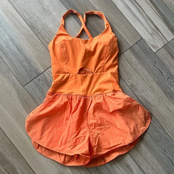Orange Active Romper/Shortsie - Picture 1 of 6